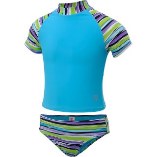 LAGUNA Toddler Girls Lucky Stripe 2 Piece Swimsuit   Size 3t, Turquoise