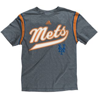adidas Youth New York Mets Heathered Vintage Short Sleeve T Shirt   Size 4,