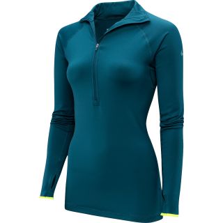 NIKE Womens Pro Hyperwarm Tipped 1/2 Zip Shirt   Size Medium, Sea/teal