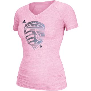 adidas Womens Sporting Kansas City Tri Blend Short Sleeve T Shirt   Size