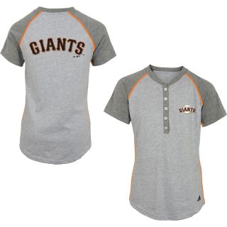 adidas Youth San Francisco Giants Base Hit Henley Short Sleeve T Shirt   Size