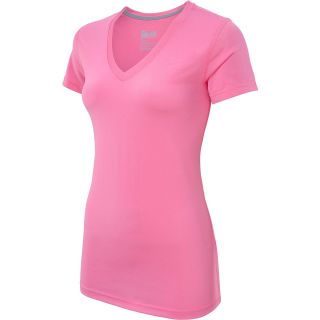 NIKE Womens Legend V Neck T Shirt   Size Small, Pink Glo