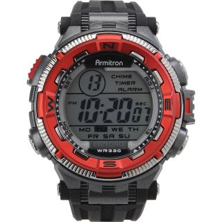 ARMITRON Mens 40/8301 Chronograph Digital Sport Watch, Black/red