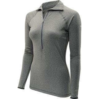 NIKE Womens Pro Hyperwarm Tipped 1/2 Zip Shirt   Size Xl, Carbon Heather/white