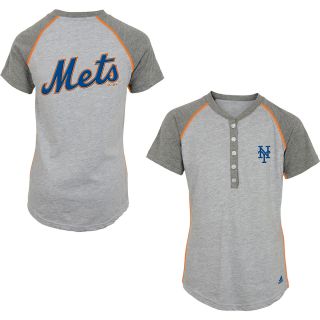 adidas Youth New York Mets Base Hit Henley Short Sleeve T Shirt   Size Small