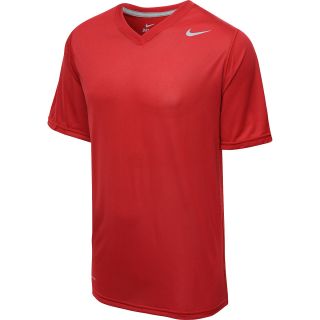 NIKE Mens Legend V Neck Short Sleeve T Shirt   Size Medium, Gym Red/grey
