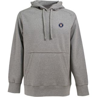 Antigua Mens Houston Astros Signature Hooded Gray Pullover Sweatshirt   Size