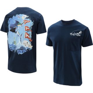 SALT LIFE Mens Tag Sailfish Short Sleeve T Shirt   Size Large, Navy