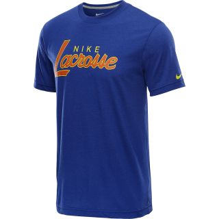 NIKE Mens Lacrosse Script T Shirt   Size Xl, Royal/grey