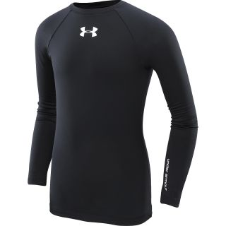 UNDER ARMOUR Girls ColdGear Fitted Mock Shirt   Size Large, Black/white