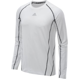adidas Mens TechFit Fitted Long Sleeve T Shirt   Size 2xl, White/white
