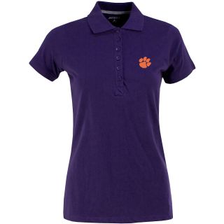 Antigua Womens Clemson Tigers Spark 100% Cotton Washed Jersey 6 Button Polo  