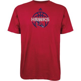 adidas Mens Atlanta Hawks Total Game Short Sleeve T Shirt   Size Medium, Red