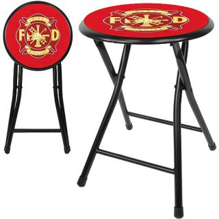 Trademark Global Fire Fighter 18 Inch Cushioned Folding Stool   Black (FF1800)