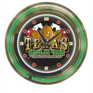 Trademark Global Texas Holdem Neon Clock 14 (TXH1400)