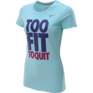 NIKE Womens Too Fit To Quit Short Sleeve T Shirt   Size Medium, Glacier Ice