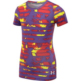 UNDER ARMOUR Girls HeatGear Sonic Printed Short Sleeve Top   Size Small,