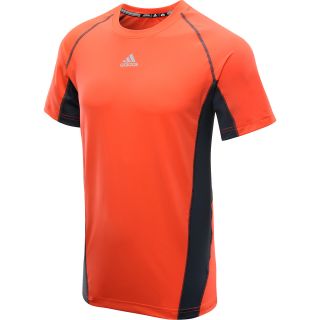 adidas Mens TechFit Fitted Short Sleeve Top   Size Medium, Infrared/onix