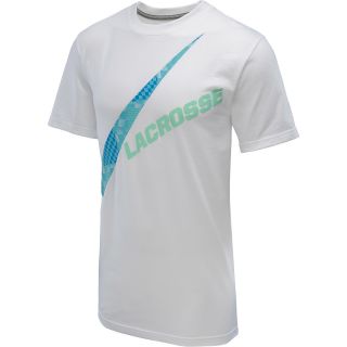 NIKE Mens Swoosh Short Sleeve Lacrosse T Shirt   Size 2xl, White/dk Grey