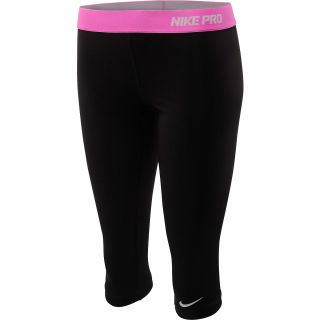 NIKE Womens Pro Essentials Capri Tights   Size Xl, Black/pink