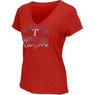 G III Womens Texas Rangers Football Logo V Neck Short Sleeve T Shirt   Size