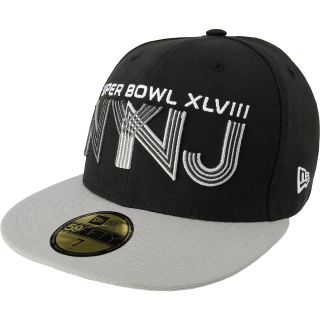 NEW ERA Mens Super Bowl XLVIII NYNJ Black 59FIFTY Flat Brim Fitted Hat   Size