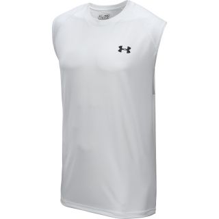 UNDER ARMOUR Mens UA Tech Sleeveless T Shirt   Size Medium, White/black