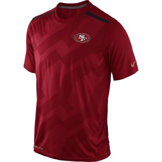 NIKE Mens San Francisco 49ers Dri Fit Hypervent Short Sleeve Top   Size