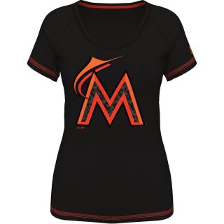 MAJESTIC ATHLETIC Womens Miami Marlins Bold Statement Fashion Top   Size