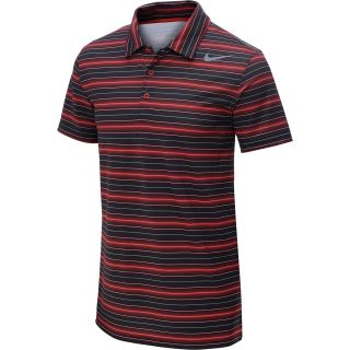 NIKE Mens Rally Sphere Stripe Short Sleeve Tennis Polo   Size Xl, Crimson/grey