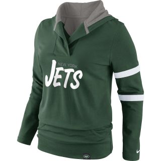 NIKE Womens New York Jets Play Action Hooded Top   Size Small, Fir/white