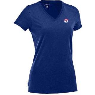 Antigua Womens Texas Rangers Dream 100% Cotton Washed Jersey V Neck Tee   Size