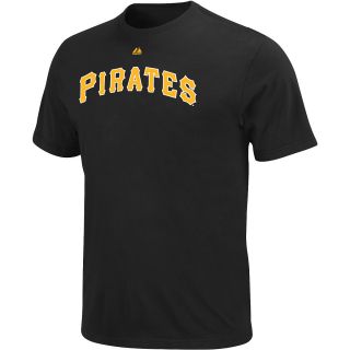Majestic Mens Pittsburgh Pirates Offical Wordmark Black Tee   Size Large,