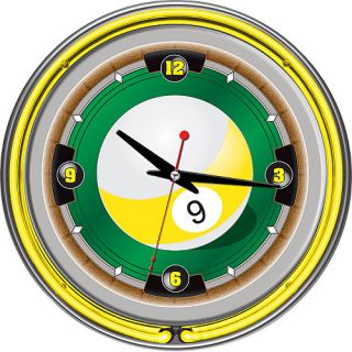Trademark Global Rackem 9 Ball 14 Neon Wall Clock (RAC9 1400)
