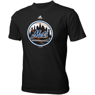 adidas Youth New York Mets Team Logo Short Sleeve T Shirt   Size Medium, Black