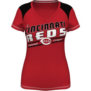 MAJESTIC ATHLETIC Womens Cincinnati Reds Superior Speed V Neck T Shirt   Size