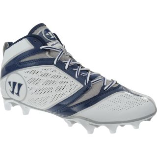 WARRIOR Mens Burn Speed 6.0 Mid Lacrosse Cleats   Size 9.5, White/navy