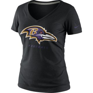 NIKE Womens Baltimore Ravens Legend Logo V Neck T Shirt   Size Large,