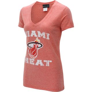 NEW ERA Womens Miami Heat Logo V Neck T Shirt   Size Medium, Red