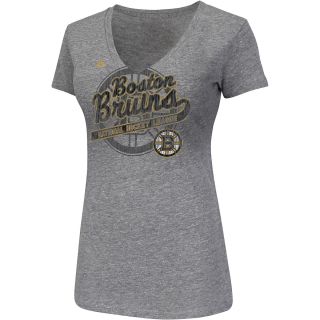 MAJESTIC ATHLETIC Womens Boston Bruins Offside Pass Tri Blend V Neck T Shirt  
