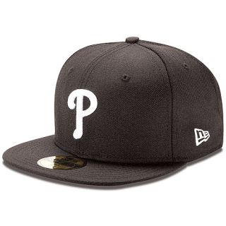 NEW ERA Mens Philadelphia Phillies Basic Black and White 59FIFTY Fitted Cap  