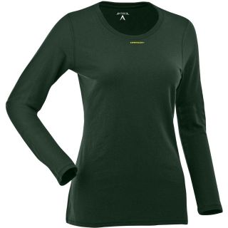 Antigua Womens Oregon Ducks Relax LS 100% Cotton Washed Jersey Scoop Neck Tee  