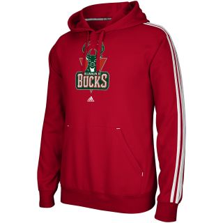 adidas Mens Milwaukee Bucks Primary Logo 3 Stripe Hoody   Size Large, Red