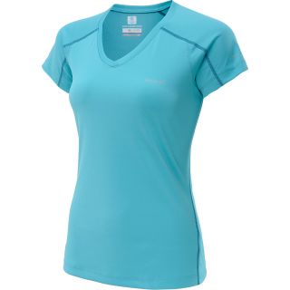 COLUMBIA Womens Zero Rules Short Sleeve V Neck T Shirt   Size Medium, Geyser