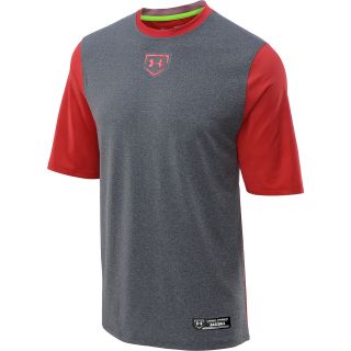 UNDER ARMOUR Mens Spine Gameday Short Sleeve Baseball Top   Size Large, Red