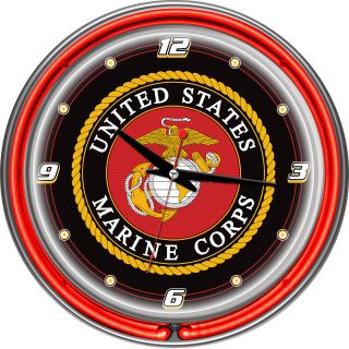 Trademark Global US Marine Corps Chrome Double Ring Neon Clock (USMC1400 B)