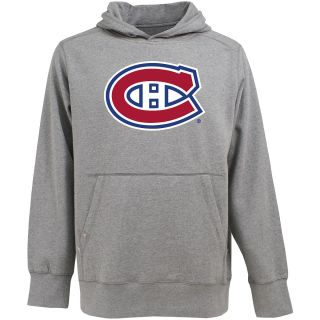 Antigua Mens Montreal Canadiens Signature Hood Applique Gray Pullover
