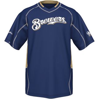 MAJESTIC ATHLETIC Mens Milwaukee Brewers Fast Action V Neck T Shirt   Size