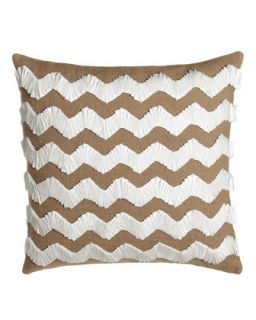 Jute Pillow w/ Pleated Zigzag Design, 20Sq.