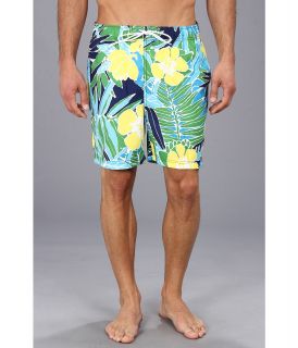 Nautica Floral Palm Swim Trunk Mens Swimwear (Blue)